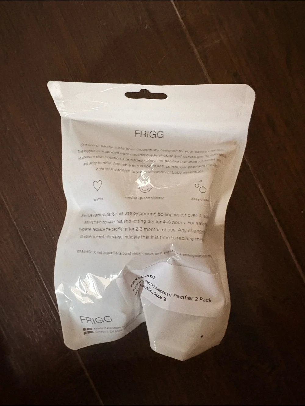 NWT FRIGG Silicone Pacifier in Portobello (Size 2)